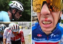 Tres de los protagonistas de los primeros kilómetros del Tour. Cavendish, Izagirre y Jan Hirt.