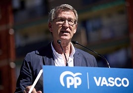 Alberto Núñez Feijóo, durante el acto de este jueves en Ermua.