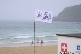 Bandera que indica la presencia de medusas en la playa Zurriola