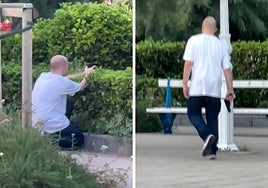 El detenido, de camiseta blanca, estuvo intimidando a los paseantes entre gritos.