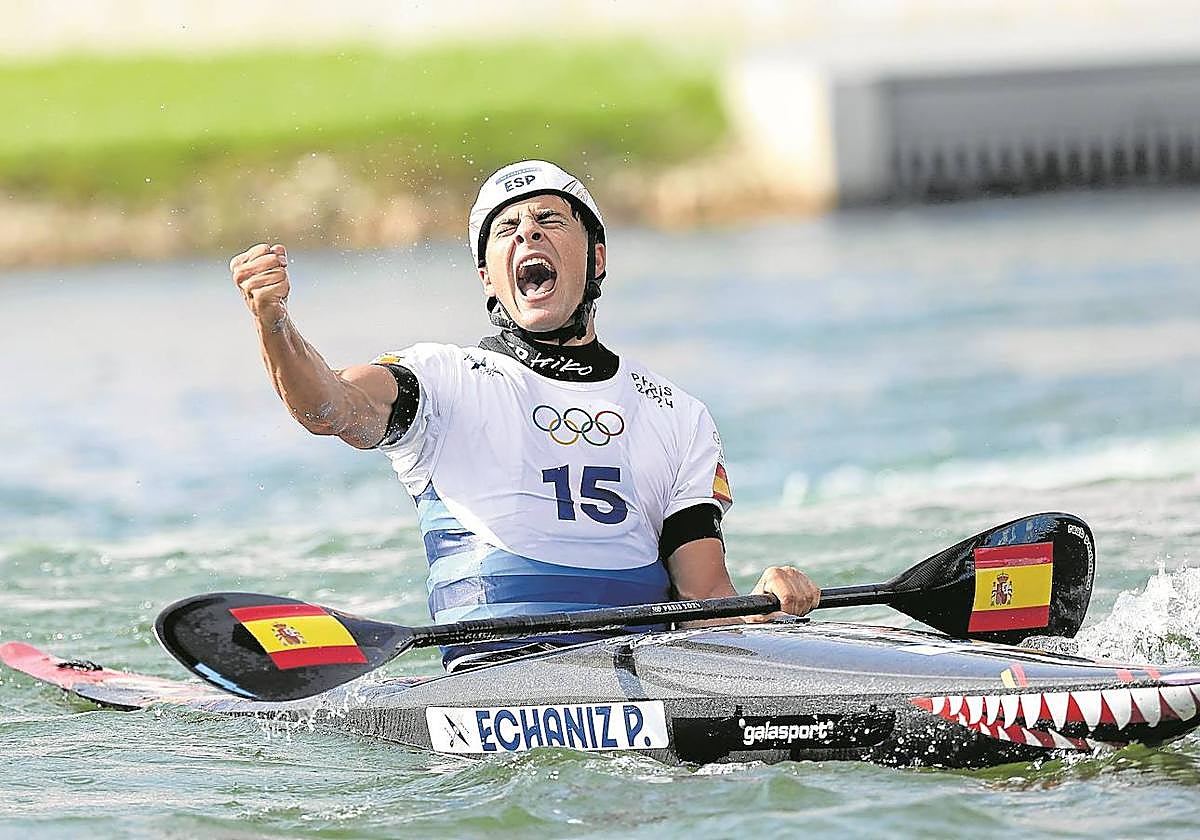 Pau Etxaniz, nada más cruzar la línea de meta, sabedro de que su tiempo era muy competitivo e iba a estar entre los mejores.