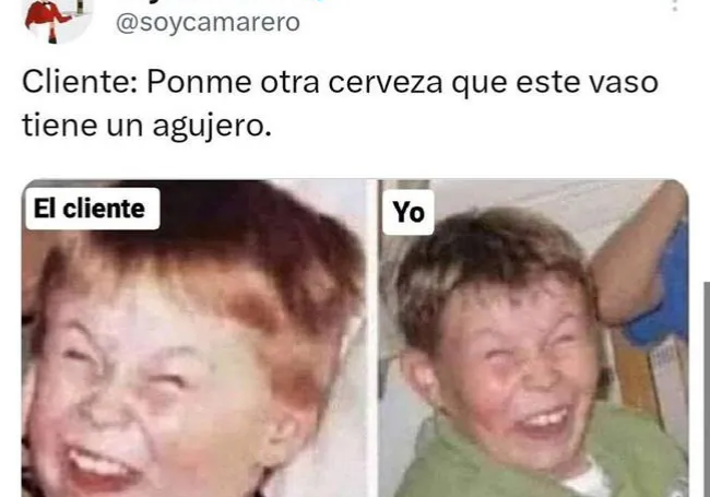 La publicación en las redes sociales de @soycamarero sobre las frases a los camareros.