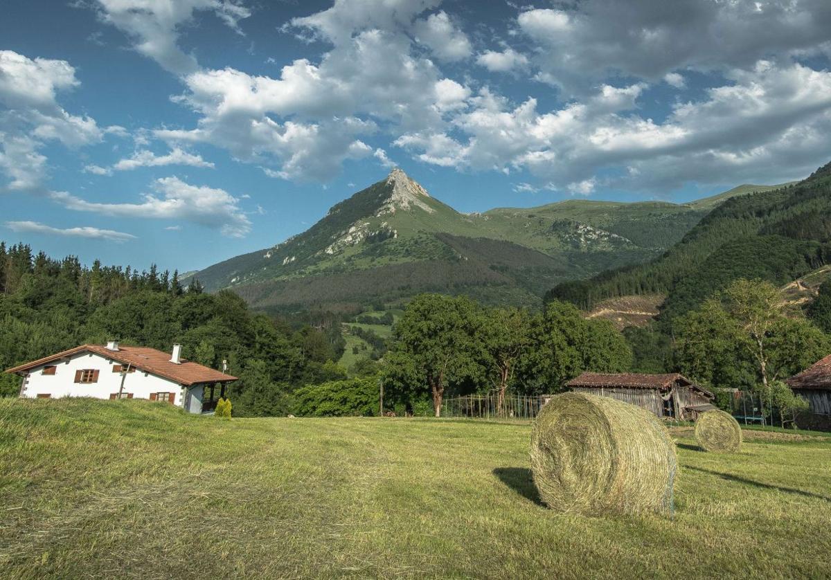 El parque natural de Aralar, con el monte Txindoki al fondo.