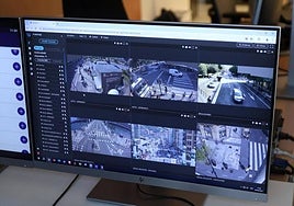 Muestra del ordenador donde se coordinan todas las cámaras de vigilancia de la ciudad.