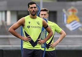 Mikel Merino, en Zubieta durante el entrenamiento del miércoles