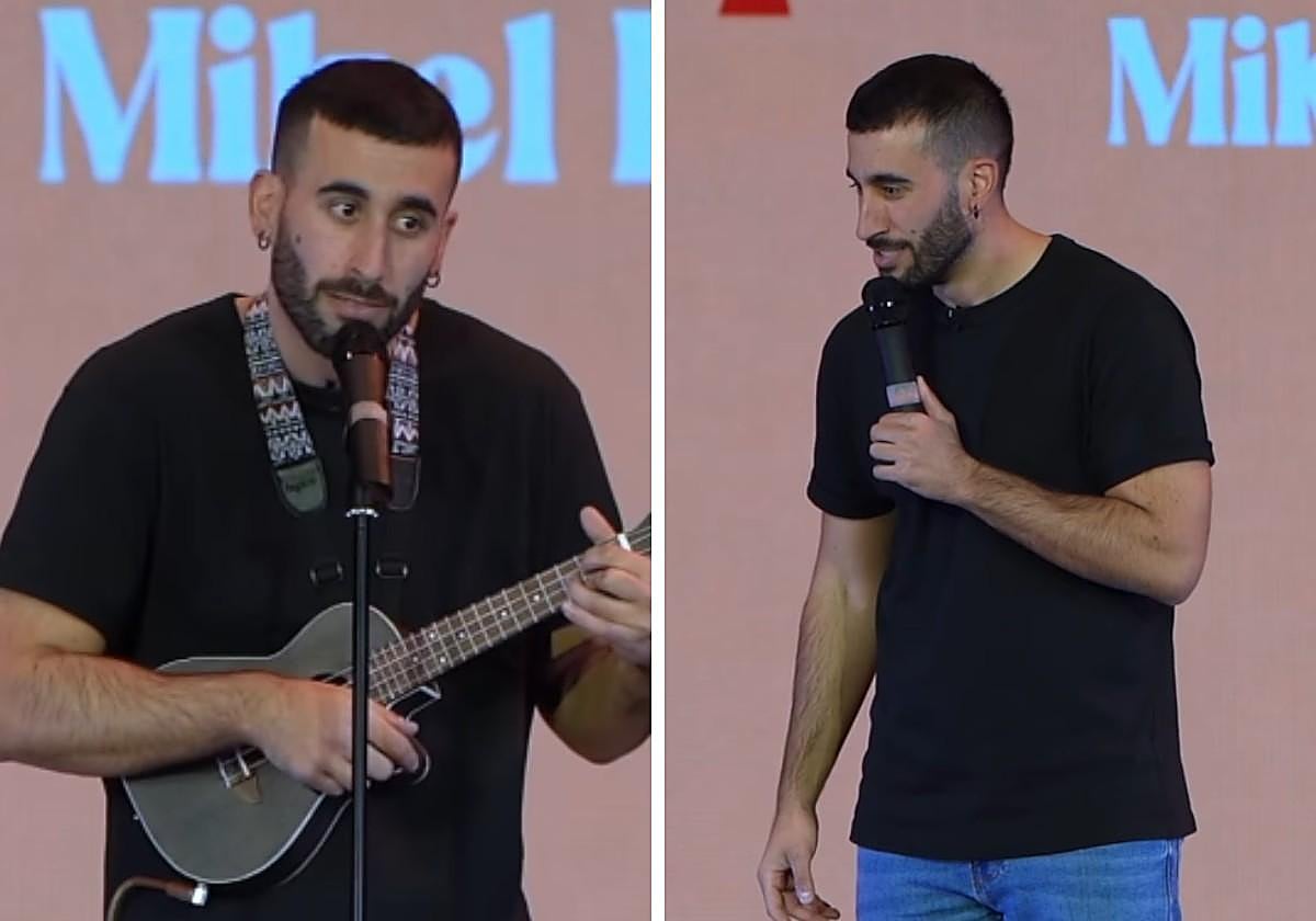 Mikel Bermejo, en plena actuación de su espectáculo 'Tiquismiquis'