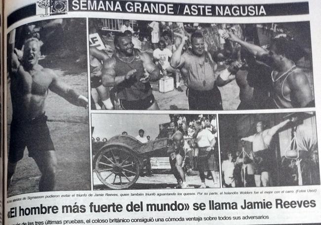 Páginas de El Diario Vasco reflejando la victoria de Jamie Reeves.