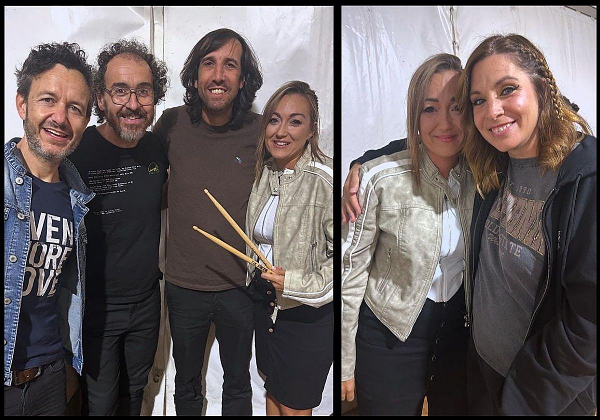 Laura Batiste junto a los componentes de La Oreja de Van Gogh.