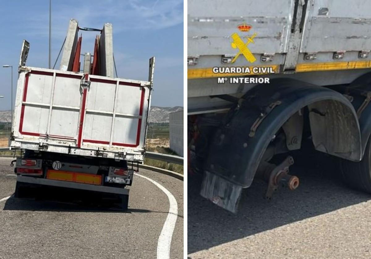 Conduce un camión articulado cargado con 24.000 kilos, sin una rueda y sin frenos