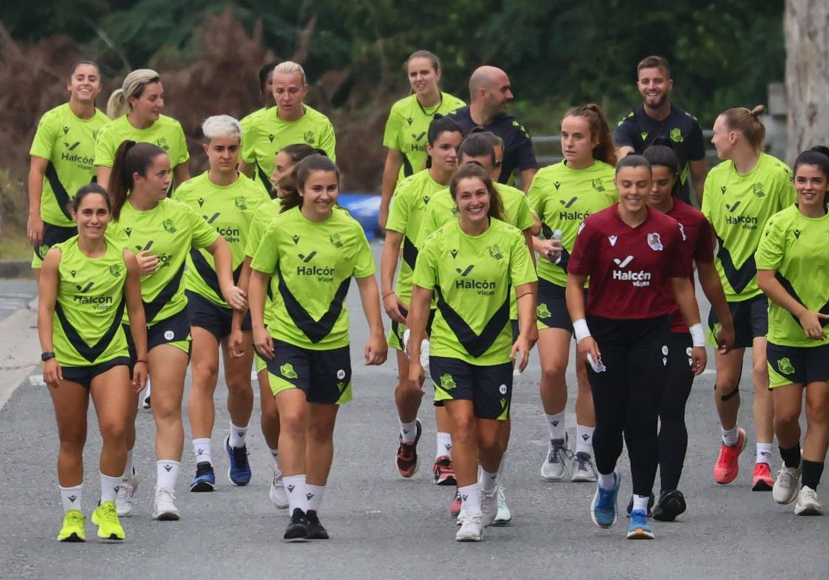 La plantilla de Sánchez Vera durante un entrenamiento.