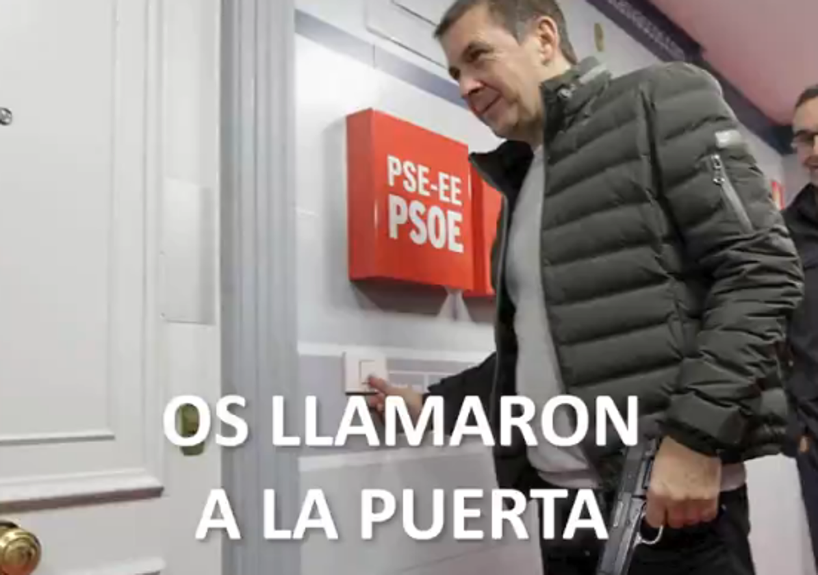 Montaje de Arnaldo Otegi con una pistola en la mano.