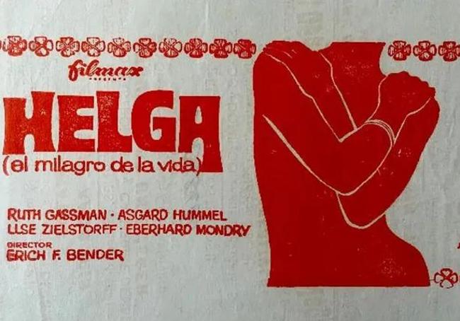 Cartel de 'Helga. El milagro de la vida', documental estrenado en las I Jornadas de Cine Médico, el año 1968.