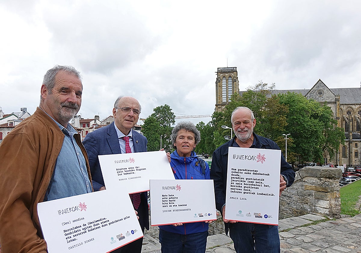 Mizel Hiribarren, Andres Urrutia, Itxaro Borda eta Pantxoa Etchegoin.