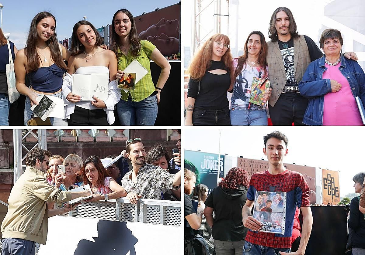 Aficionados de todas las edades acuden a la puerta del Hotel María Cristina en busca de un autógrafo o 'selfie' de sus ídolos.