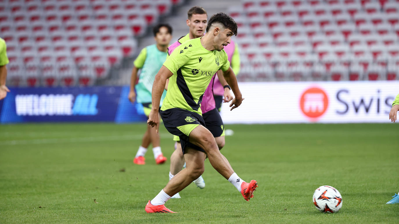 El entrenamiento de la Real en el Allianz Riviera