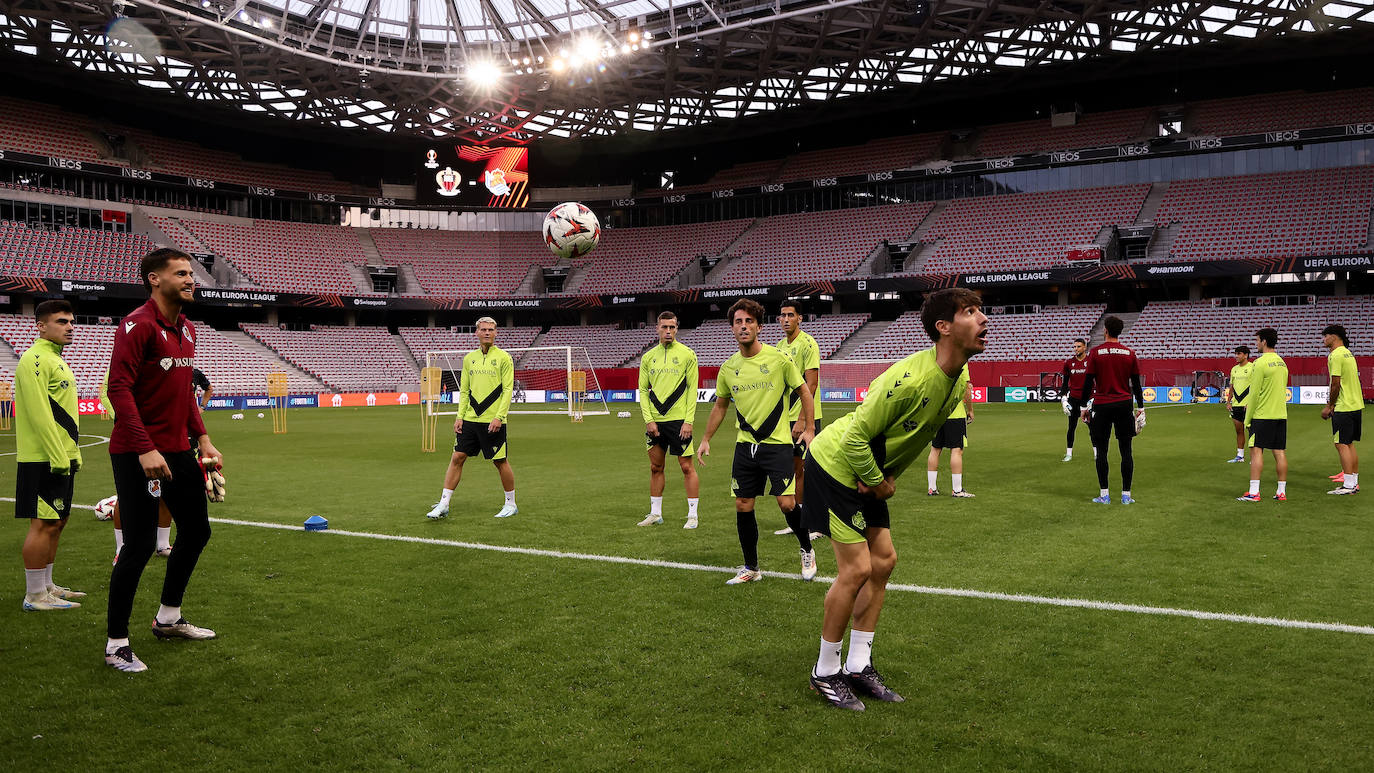 El entrenamiento de la Real en el Allianz Riviera