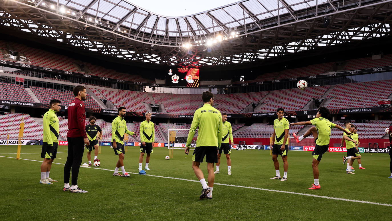 El entrenamiento de la Real en el Allianz Riviera