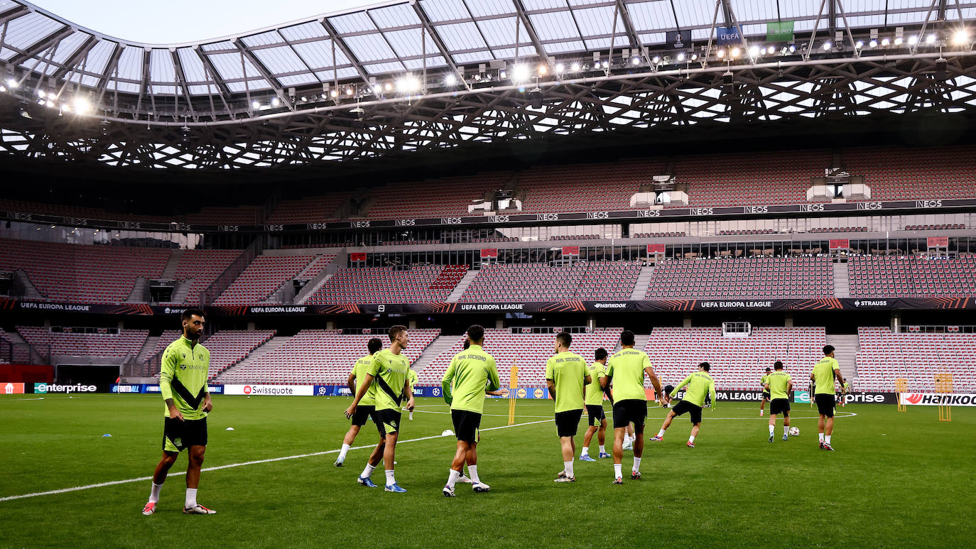 El entrenamiento de la Real en el Allianz Riviera