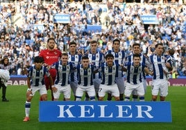 El once titular de la Real en el partido disputado este sábado ante el Valencia.