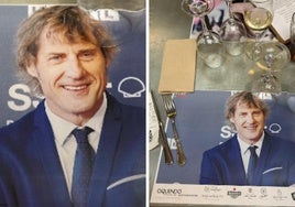 La imagen de Julian Iantzi, en el mantel de un restaurante de San Sebastián.