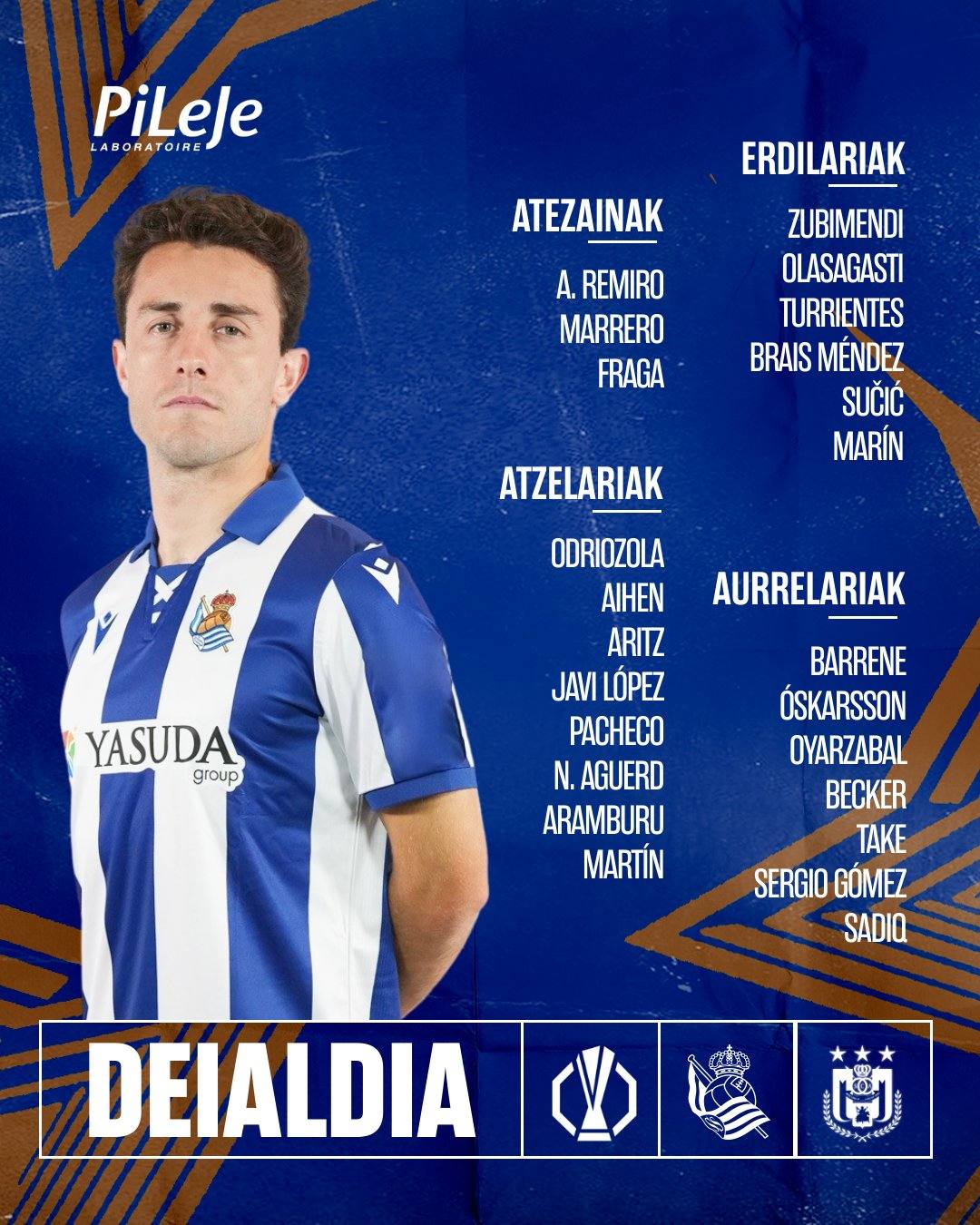 Convocatoria de a Real contra el Anderlecht