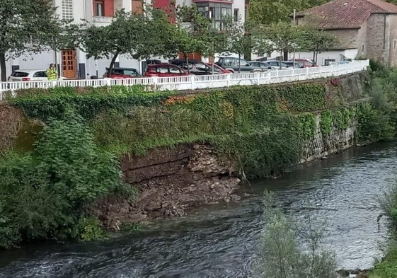 Imagen del lugar del pequeño desprendimiento acaecido en la cuenca del río Leitzaran .