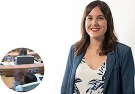 Maitane González, la juntera de EH Bildu, ha acudido este miércoles con su bebé al pleno de Juntas Generales.