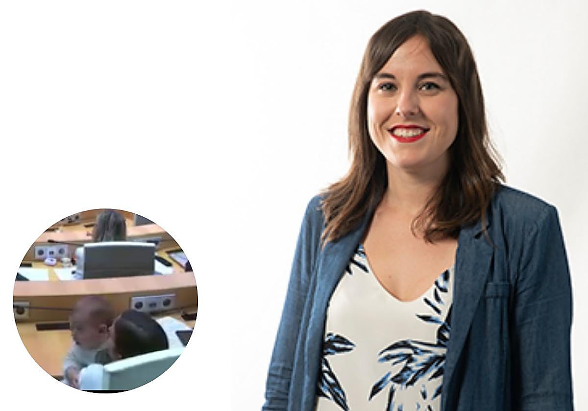 Maitane González, la juntera de EH Bildu, ha acudido este miércoles con su bebé al pleno de Juntas Generales.