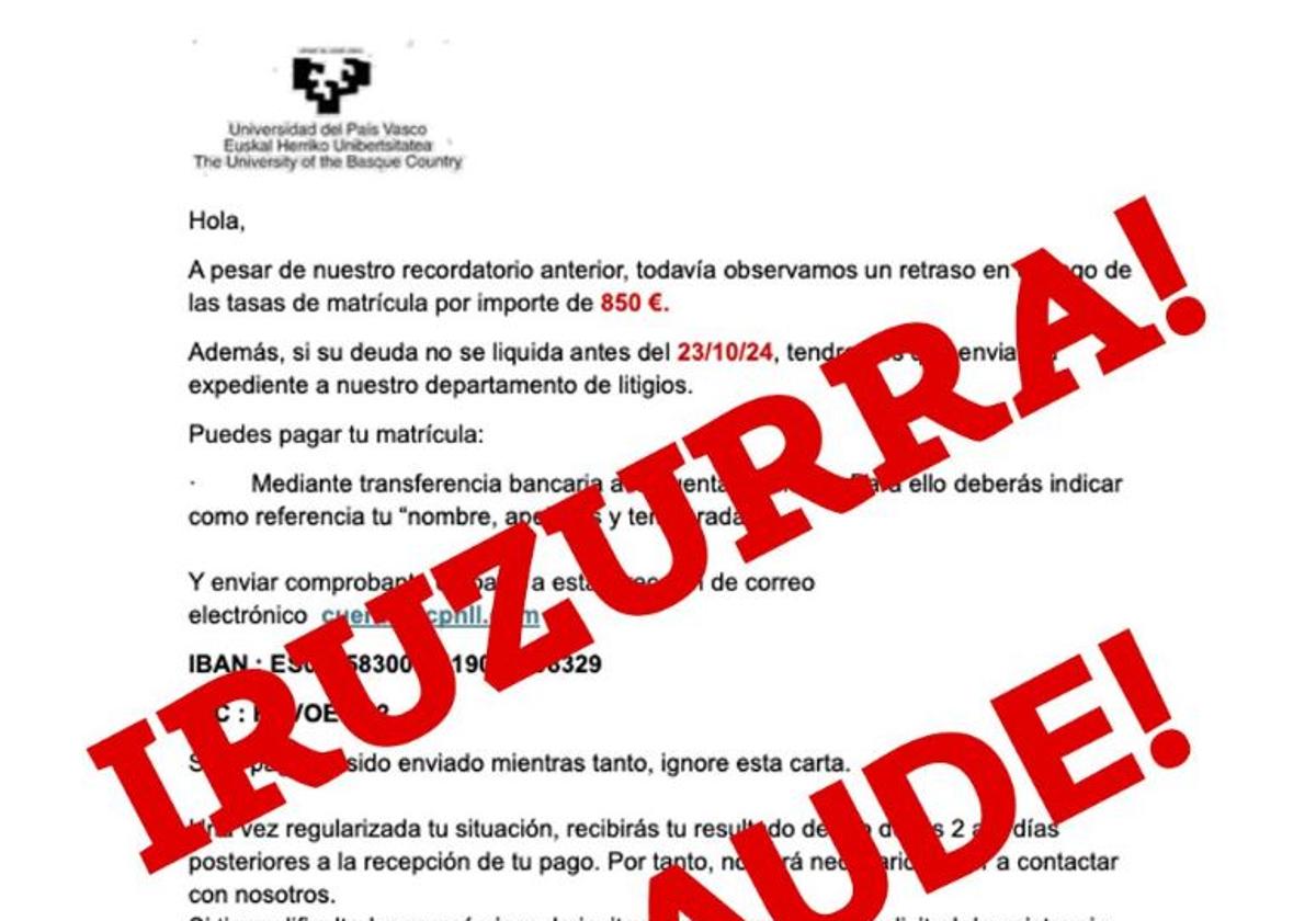 La UPV advierte de un nuevo intento de fraude en su nombre