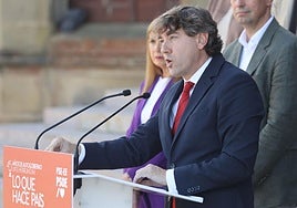 Eneko Andueza, secretario general del PSE, este pasado miércoles durante el acto en el Palacio de Miramar por el 45 aniversario del Estatuto de Gernika.
