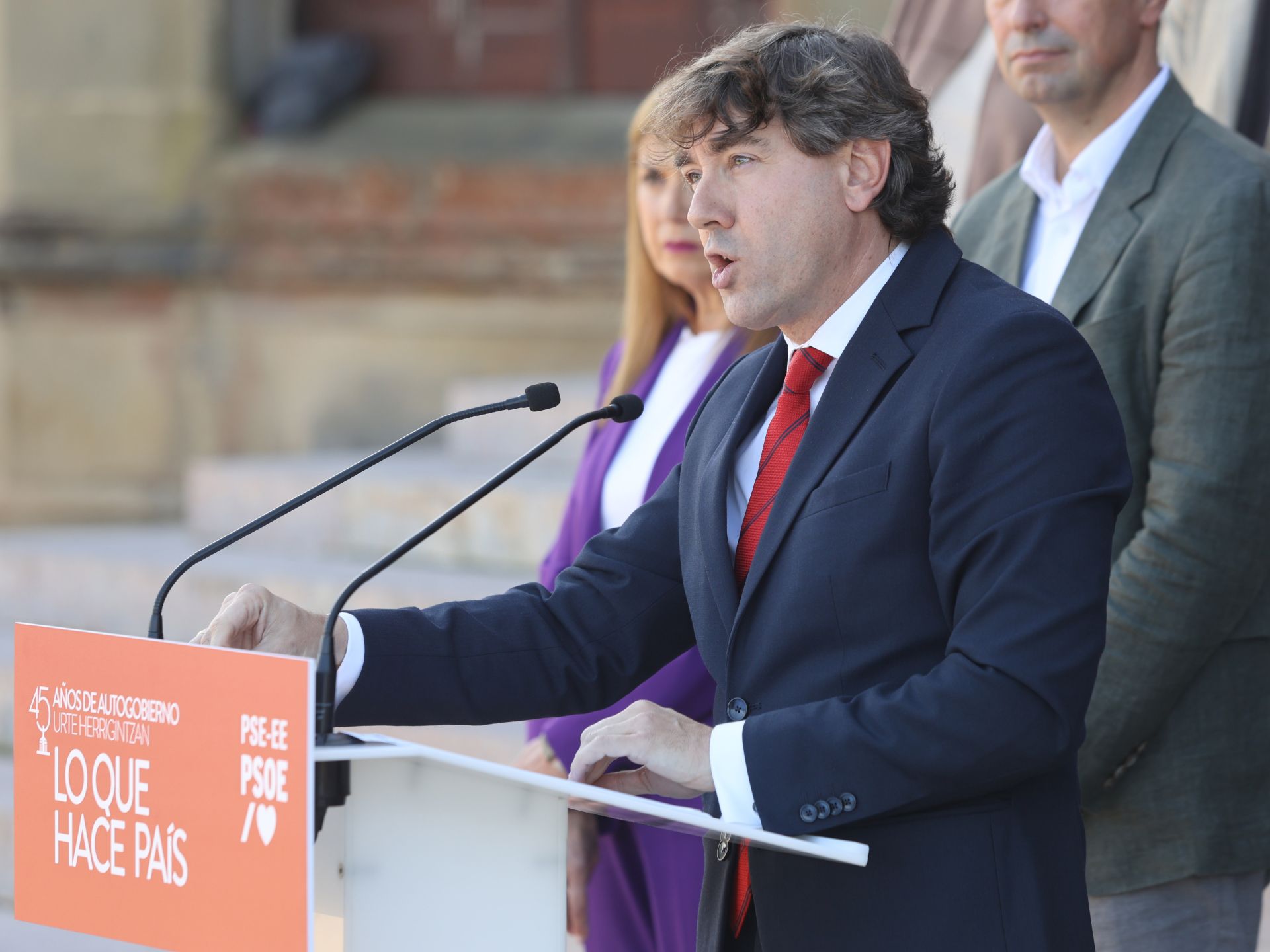 Eneko Andueza, secretario general del PSE, este pasado miércoles durante el acto en el Palacio de Miramar por el 45 aniversario del Estatuto de Gernika.