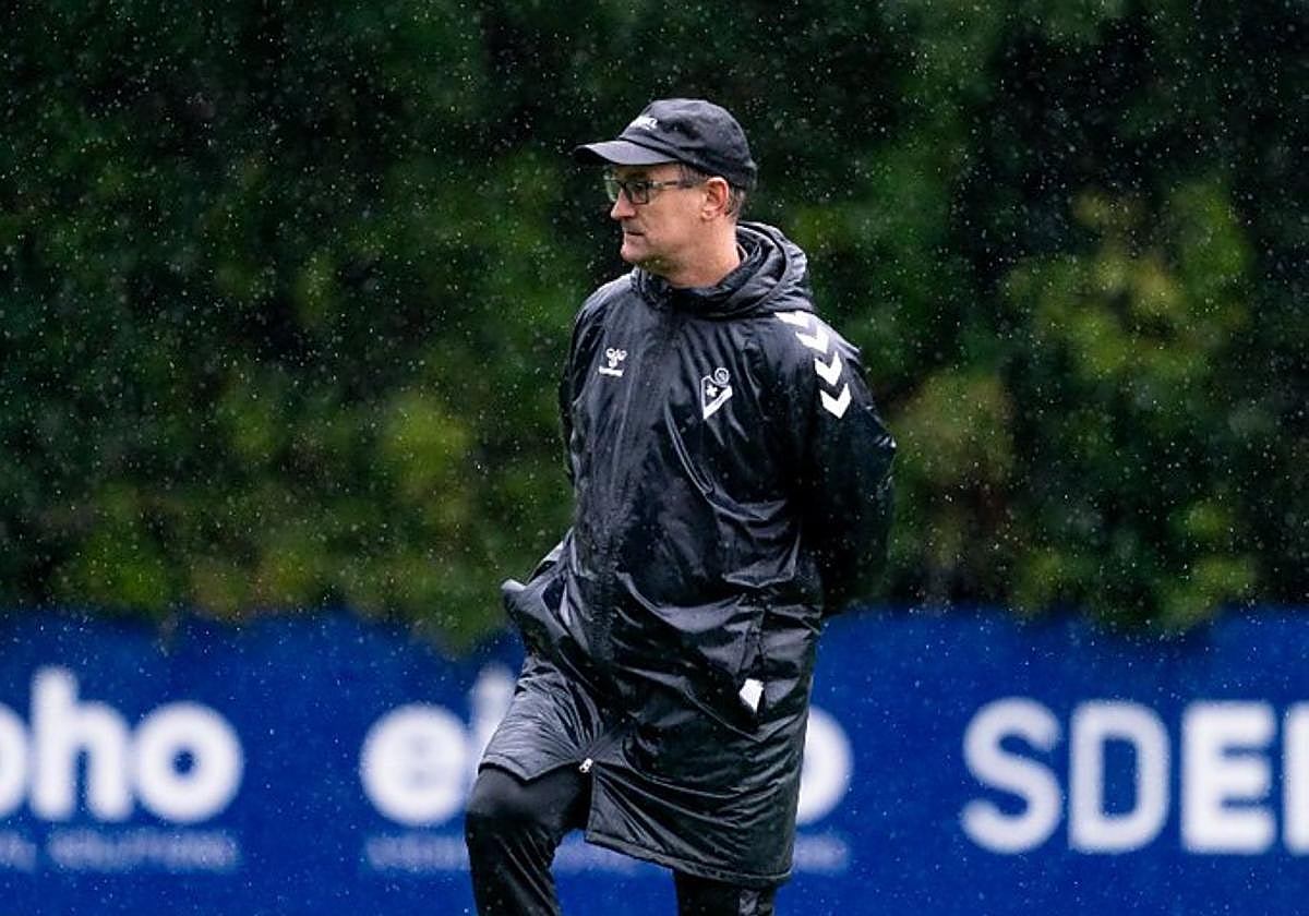 Joseba Etxeberria, durante la sesión de entrenamiento.