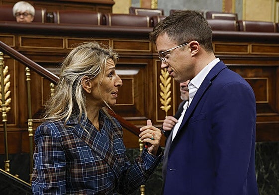 Yolanda Díaz e íñigo Errejón en el Congreso.