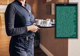 El contundente mensaje de una camarera a sus jefes: «Adiós y hasta nunca, sois unos infantiles»