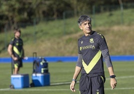 Imanol Alguacil, durante un entrenamiento en Zubieta