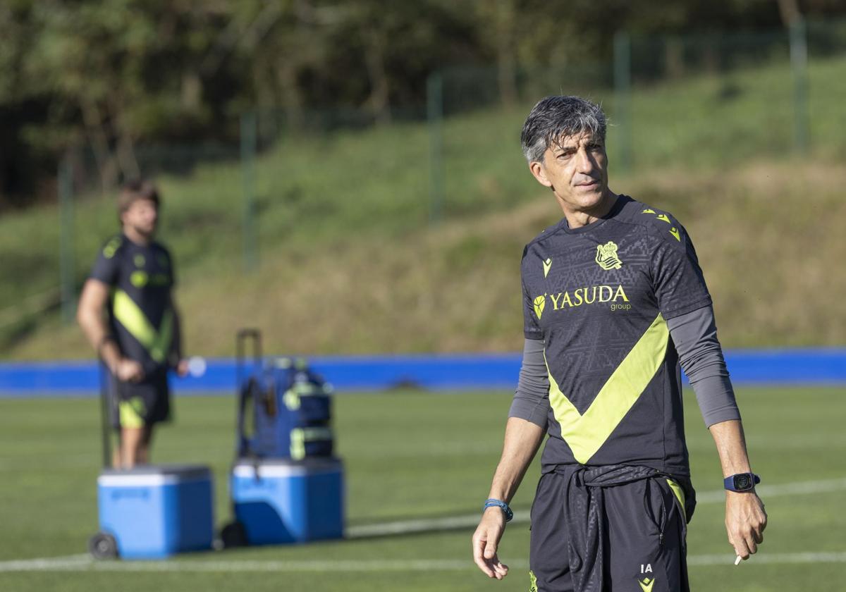 Imanol Alguacil, durante un entrenamiento en Zubieta