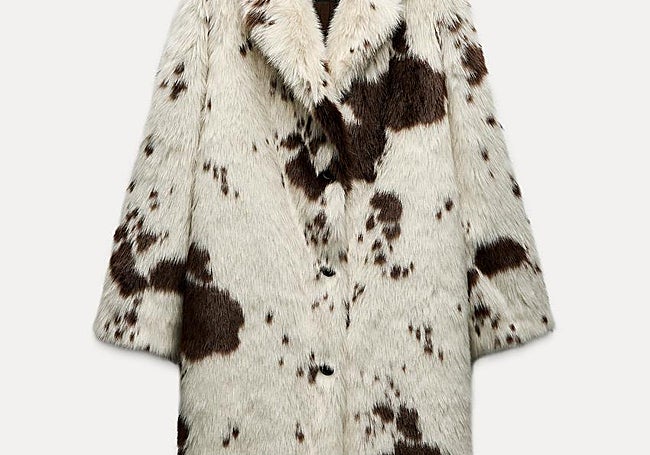 Abrigo de pelo 'animal print' de Zara