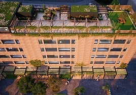 Vista aérea del antiguo colegio de La Merced en el que se proyecta este modelo de cohousing.