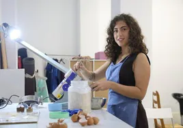 Triturando huevos; una artista, Paula, en su laboratorio, taller y estudio.