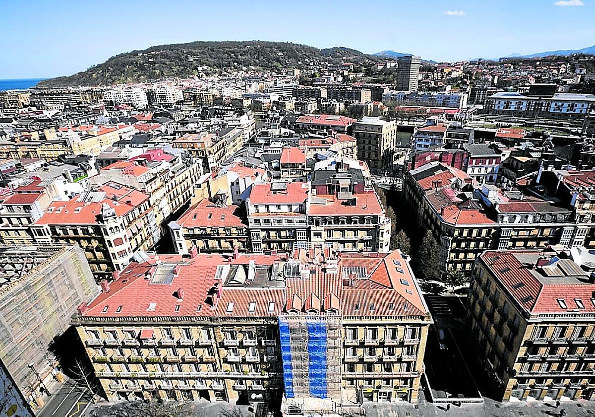 Vistas desde la torre del Buen Pastor durante las obras de restauración que se acometieron en 2020.