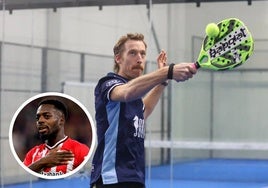 David Zurutuza, este viernes jugando al padel en un evento previo al derbi entre el Athletic y la Real.