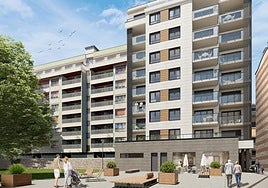 Infografía que recoge con precisión cómo quedará configurada la urbanización con el nuevo edificio de siete plantas de altura.