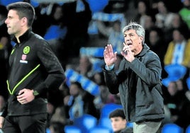 Imanol dando instrucciones en el Real-Betis de este domingo.