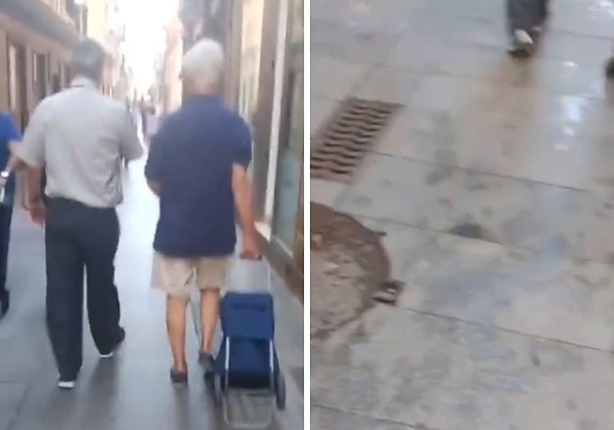 Imágenes del jubilado vasco haciendo la compra.