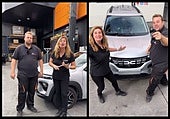 Jhony y Trini, trabajadores de un desguace, explican las diferencias de los coches eléctricos.