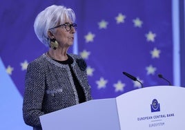 La presidenta del Banco Central Europeo, Christine Lagarde, durante una conferencia de prensa.