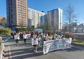 Las trabajadoras de Sanmarkosene durante la protesta.