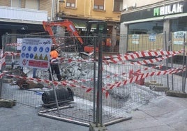 Imagen de la mañana de ayer con el operario trabajando para la urbanización del nuevo espacio.