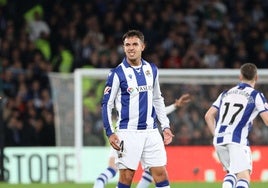 Martin Zubimendi, en un partido con la Real de esta temporada