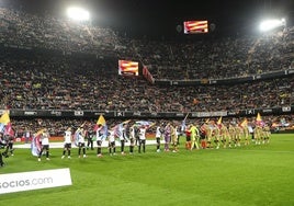 Grada de Mestalla en la previa del duelo de este pasado domingo entre el Valencia y la Real Sociedad.